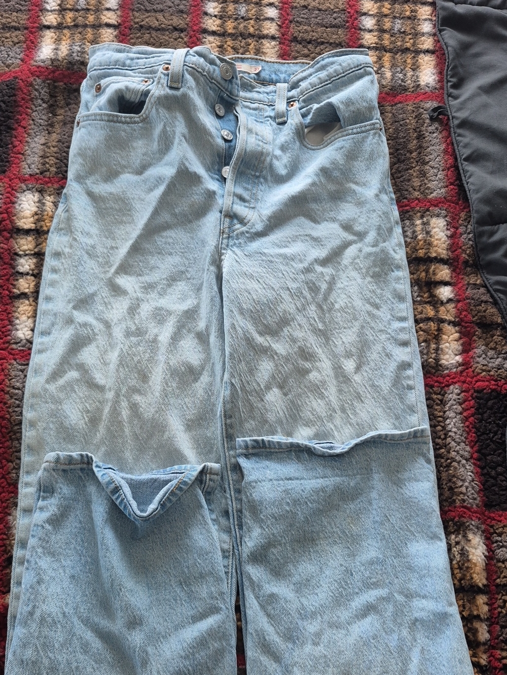 Levi Light Wash Button-Fly Straight Leg Jeans